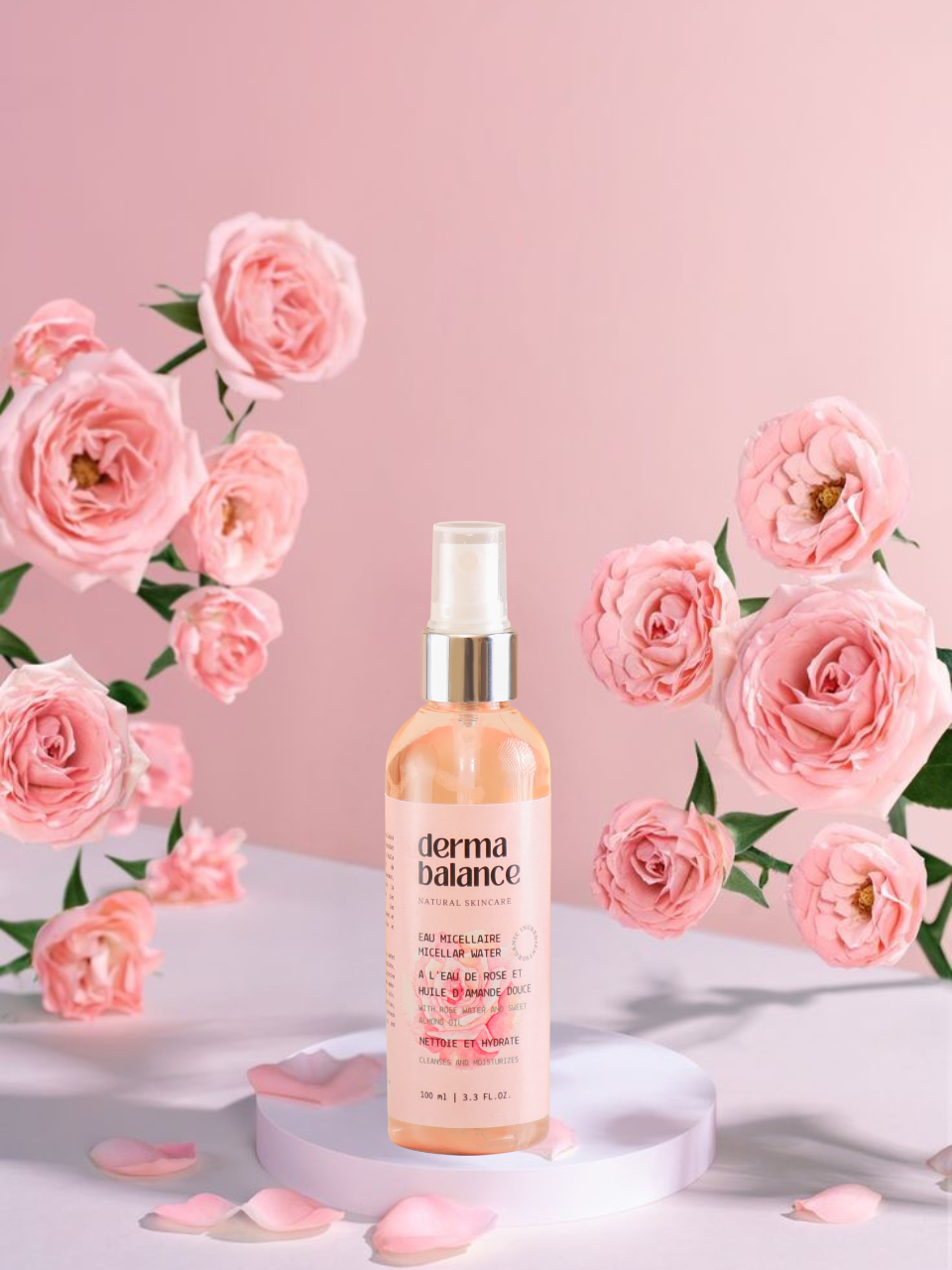 Eau Micellaire Biphasique à l'Eau de Rose et Huile d'amande douce