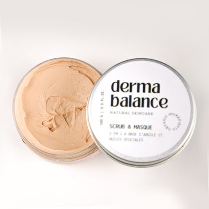 Scrub et Masque 2 en 1 Hydratant à l'Eau de Rose, Huile d'Amande Douce et Hibiscus