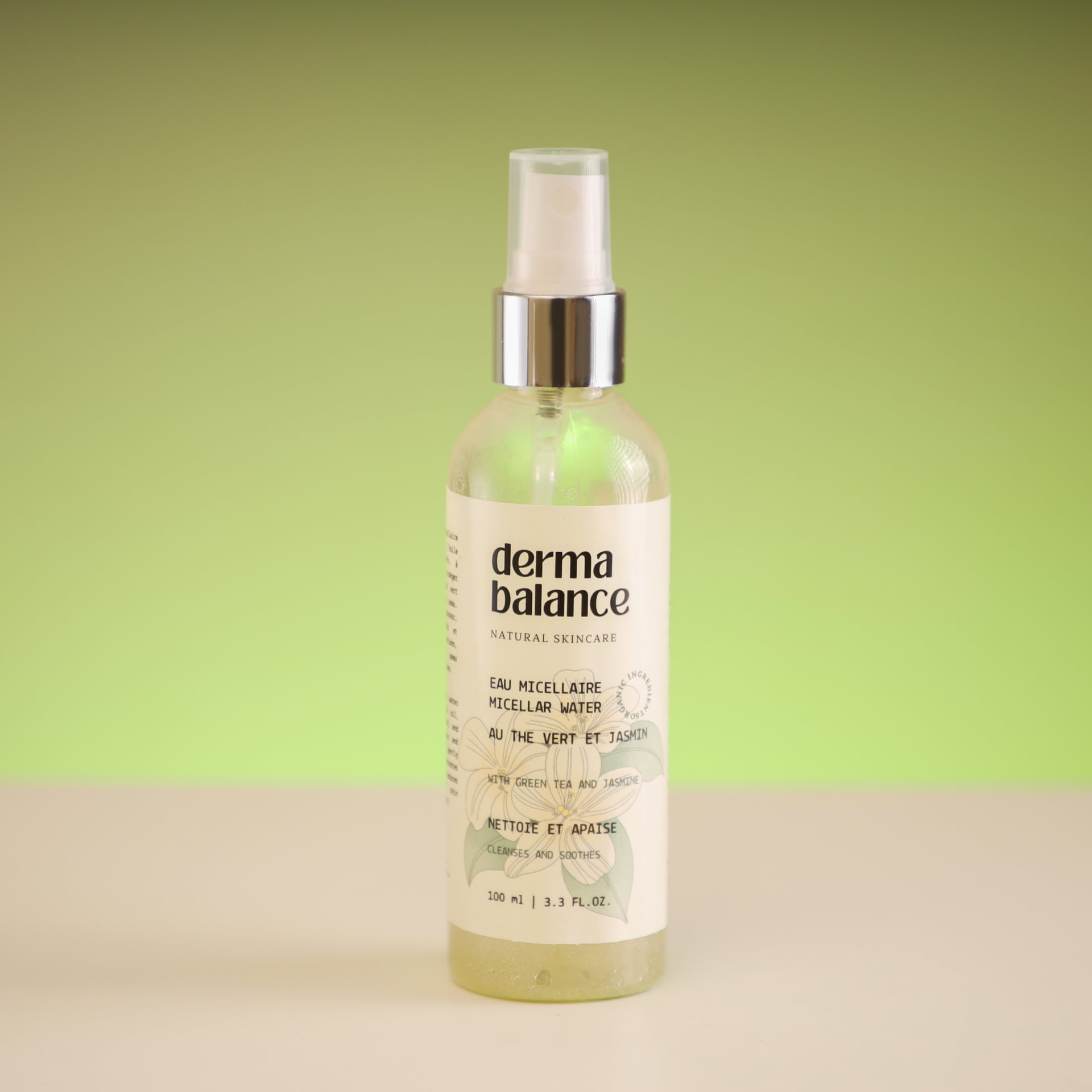 Eau Micellaire Biphasique à l'Huile de Jasmin et Thé Vert